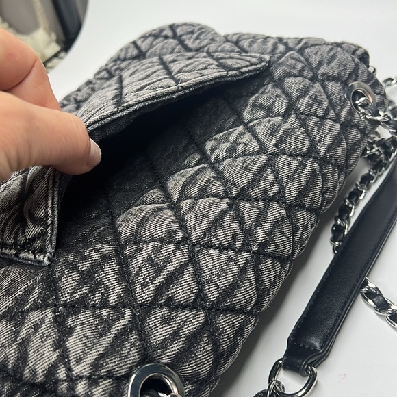 Denim Cotton Quilted Flap Shoulder Crossbody Bag - Picture 8 of 8